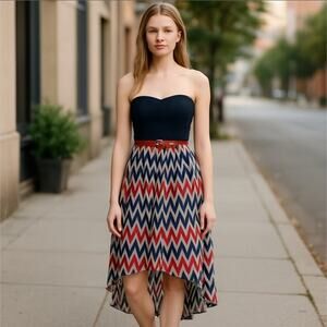 Justify High Low Strapless Dress With Belt Size M